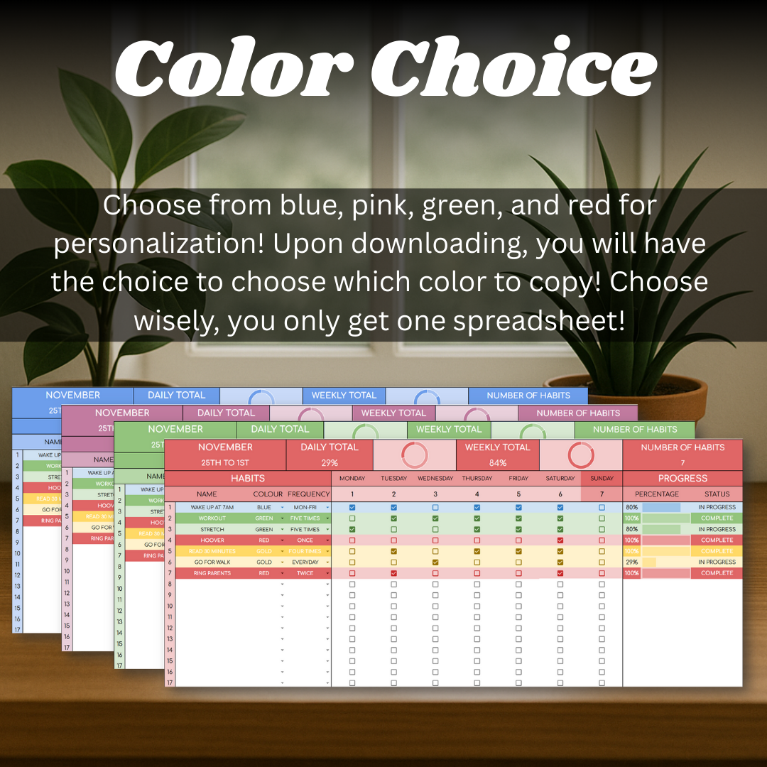 Habit Tracker spreadsheet preview