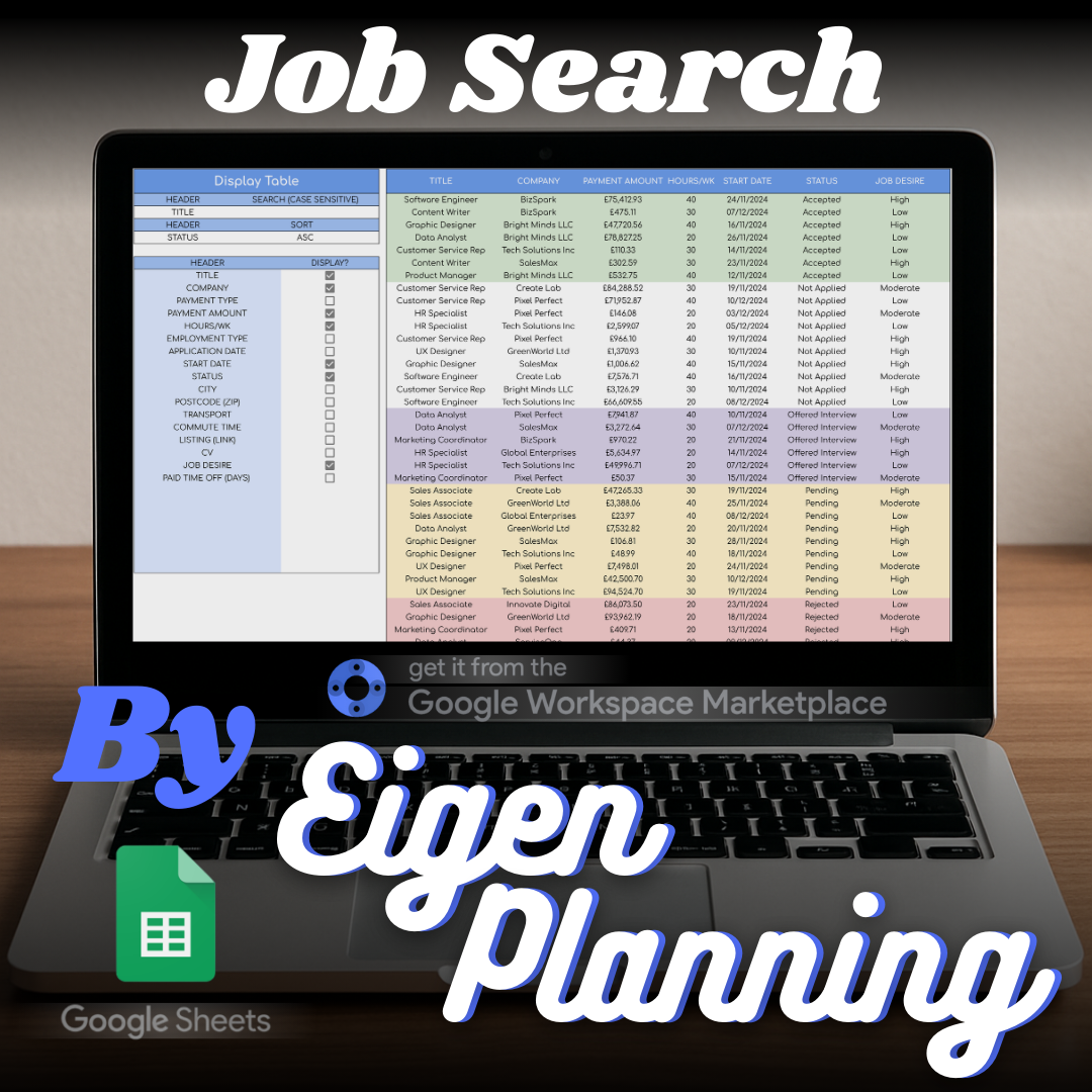 Job Search Tracker Google Sheets spreadsheet cover image